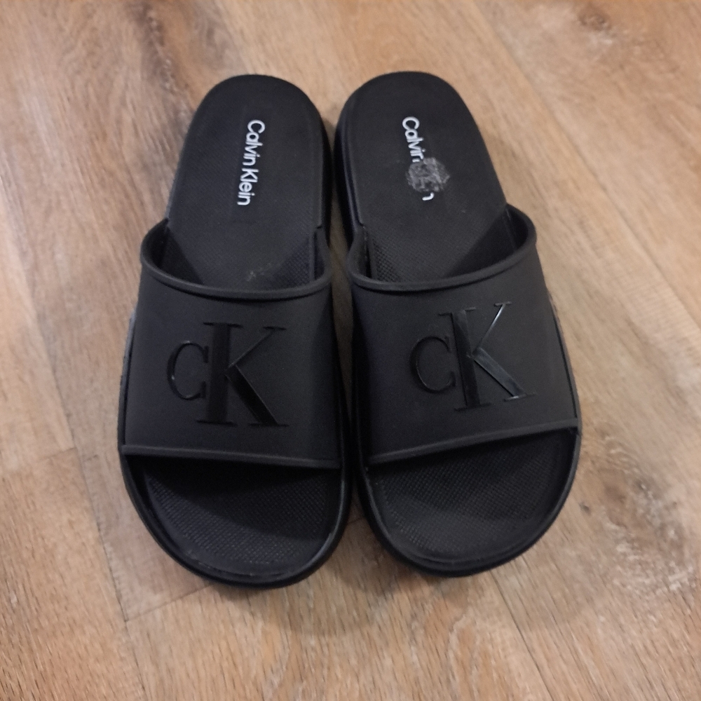 Calvin Klein Black CK Logo Slide Sandals Men's Size 12